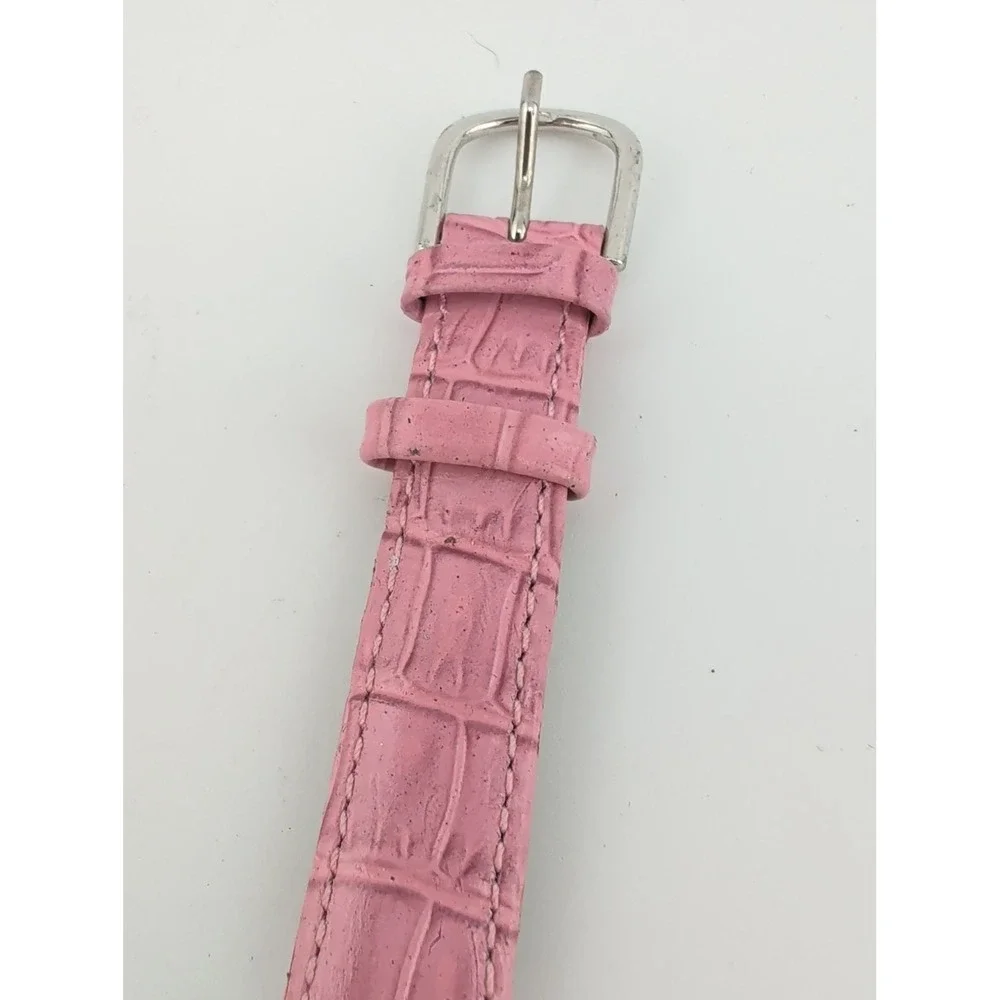 Suzanne Somers Womens Watch 29mm MOP Heart Shaped Dial Pink Leather New Battery
